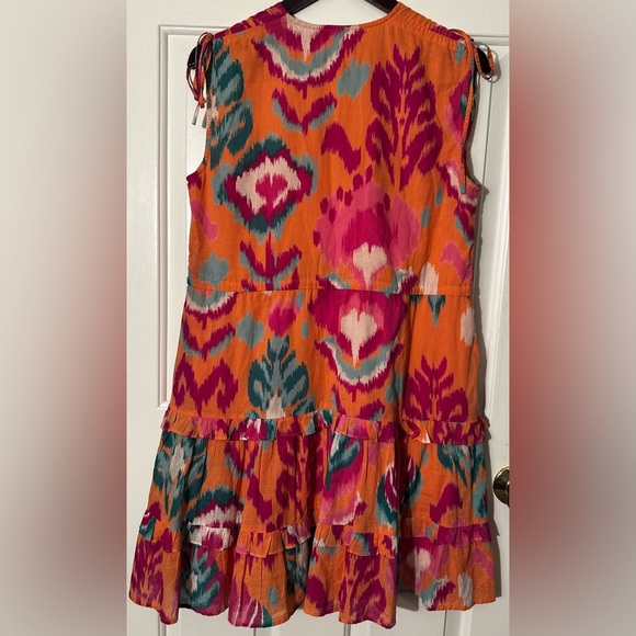 BANJANAN [Revolve] Becca Ikat Dress in Spice SMALL 100% Cotton Sleeveless Tiered - Picture 16 of 16